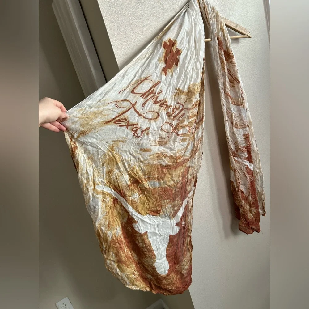 University of Texas Longhorns Austin Apparel Scarf Or Wall Tapestry White Brown